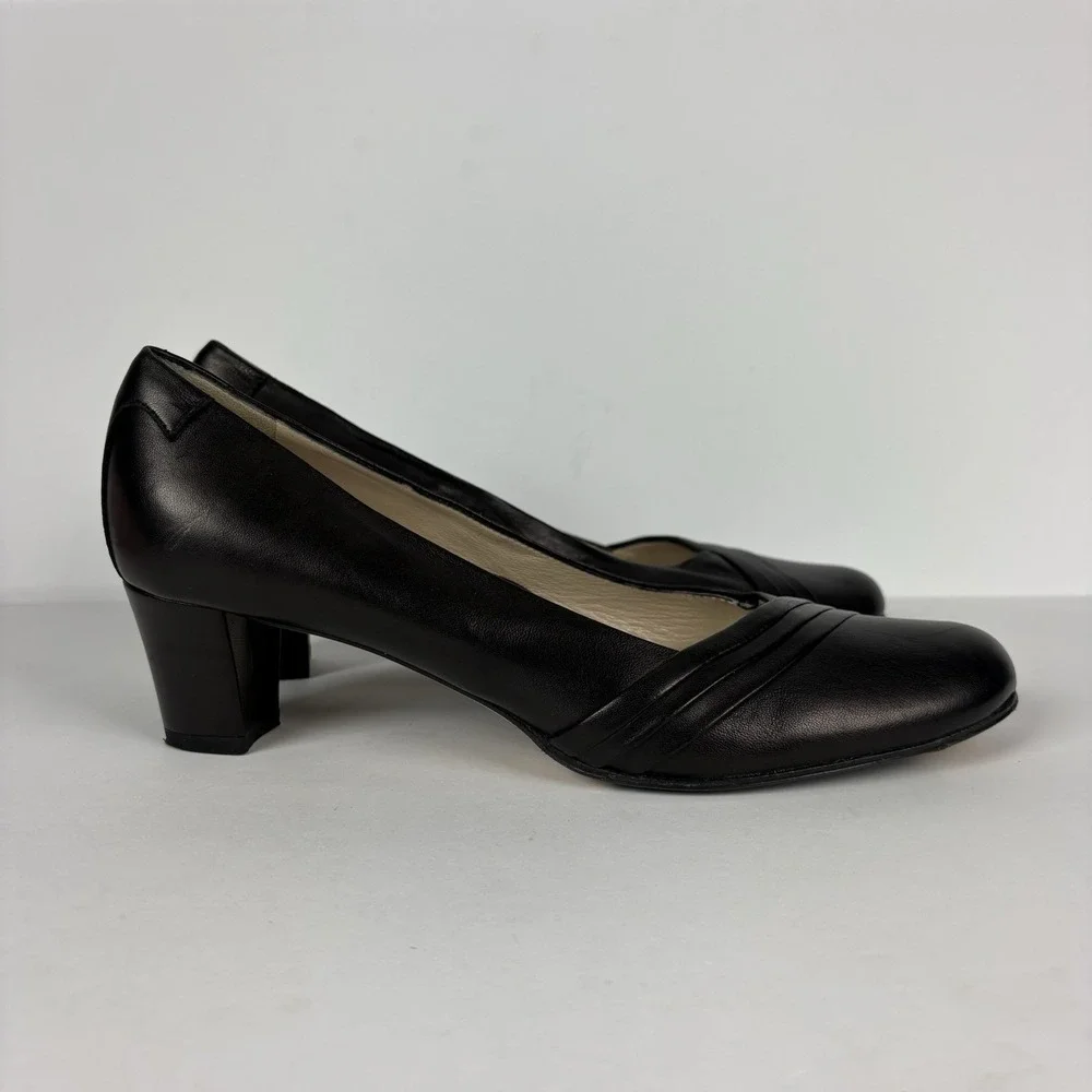 TARYN ROSE Size 8 Black Brocade Wedge Peep Toe Heels Shoes 38.5 Eur